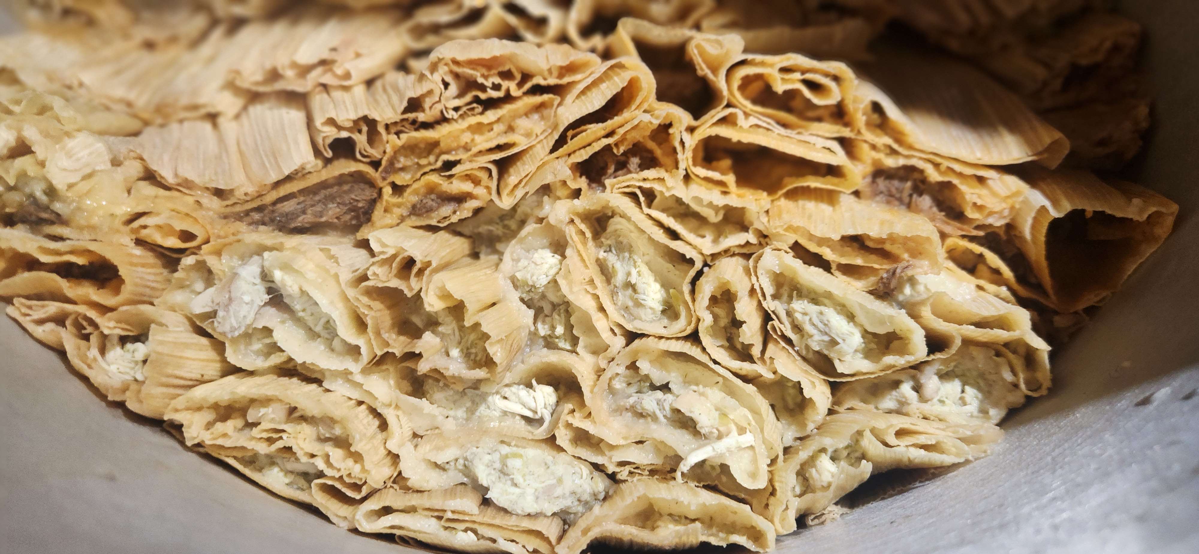 Fresh tamales prepared for serving